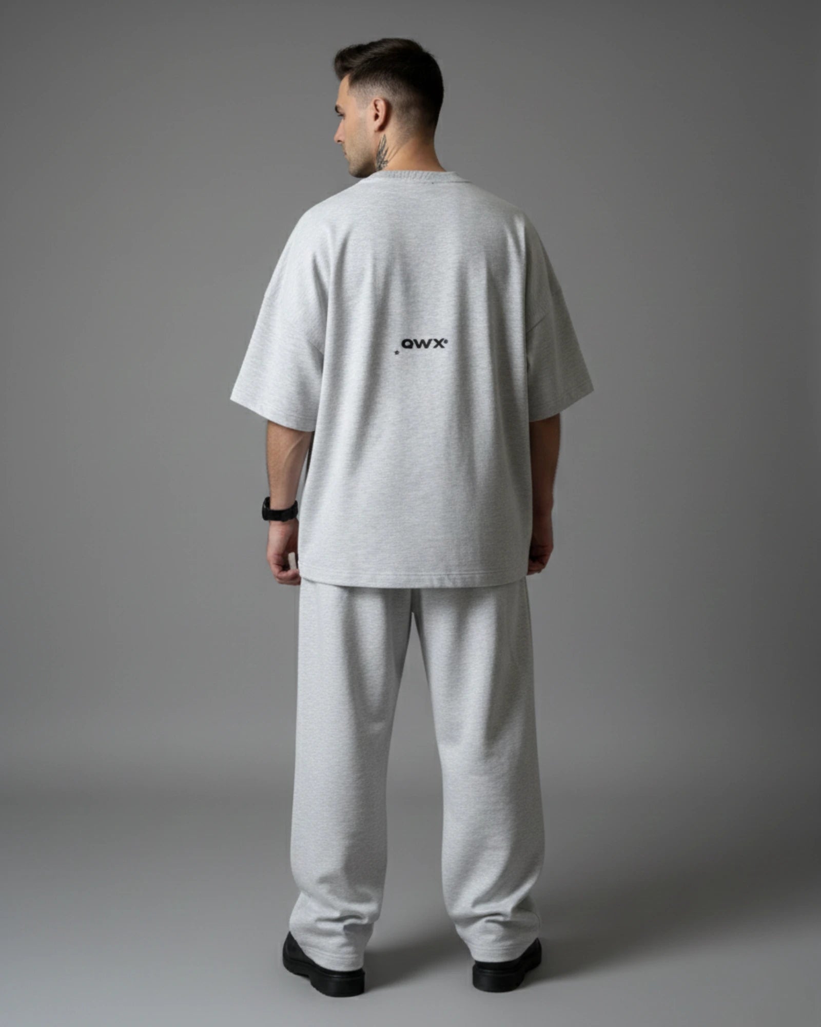 Conjunto de 2 piezas para hombre: camiseta urbana + pantalón de chándal ancho gris melange urbano