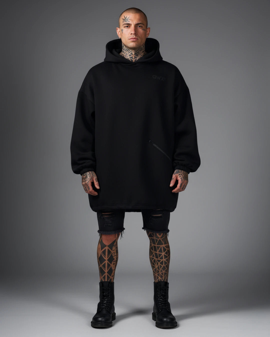 Felpa con cappuccio extra-oversize Core Eternity – Nero