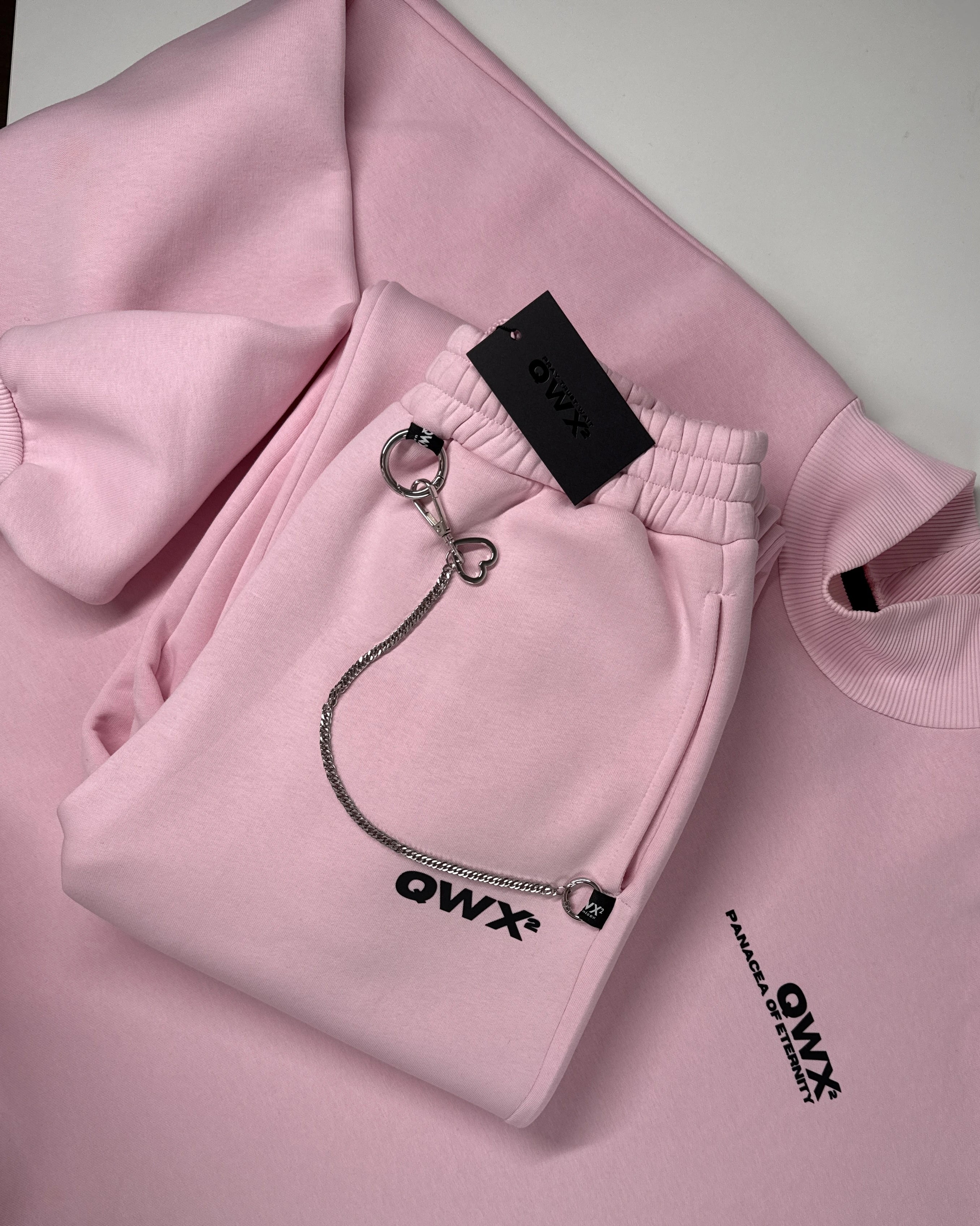 Completo da donna in 2 pezzi: maglione rosa Eternity + pantaloni della tuta rosa Eternity