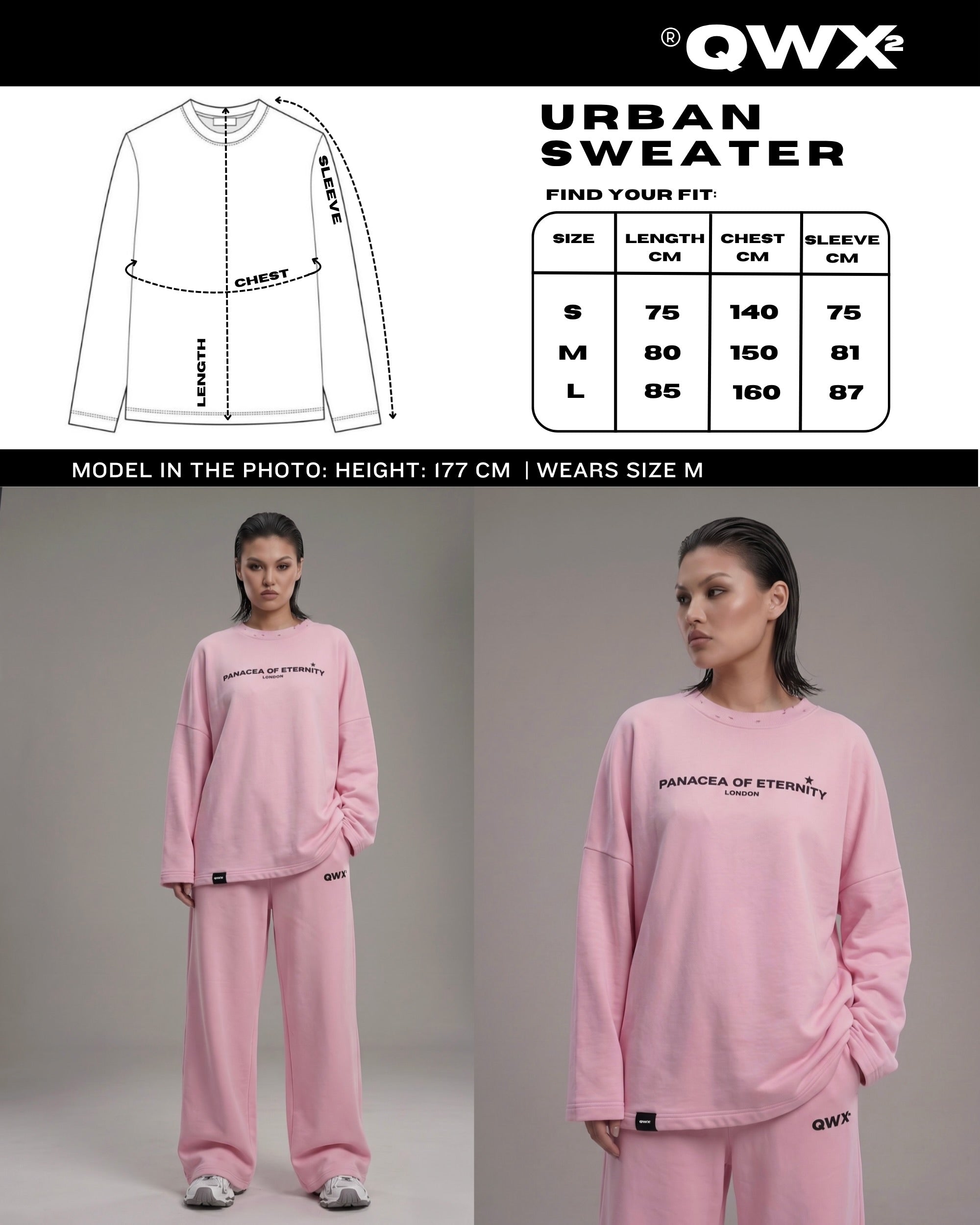 Conjunto de 2 piezas para mujer: Suéter y Shorts Urbano – Rosa