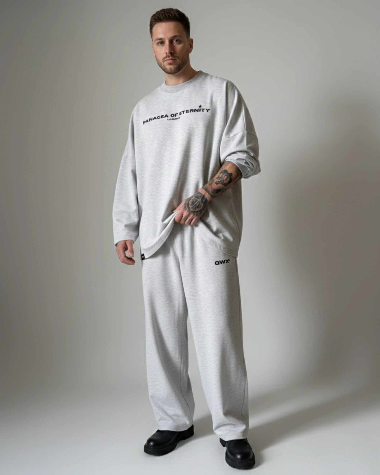 Conjunto de 2 piezas para hombre: Jersey Urban + Pantalón deportivo ancho Urban Melange Grey