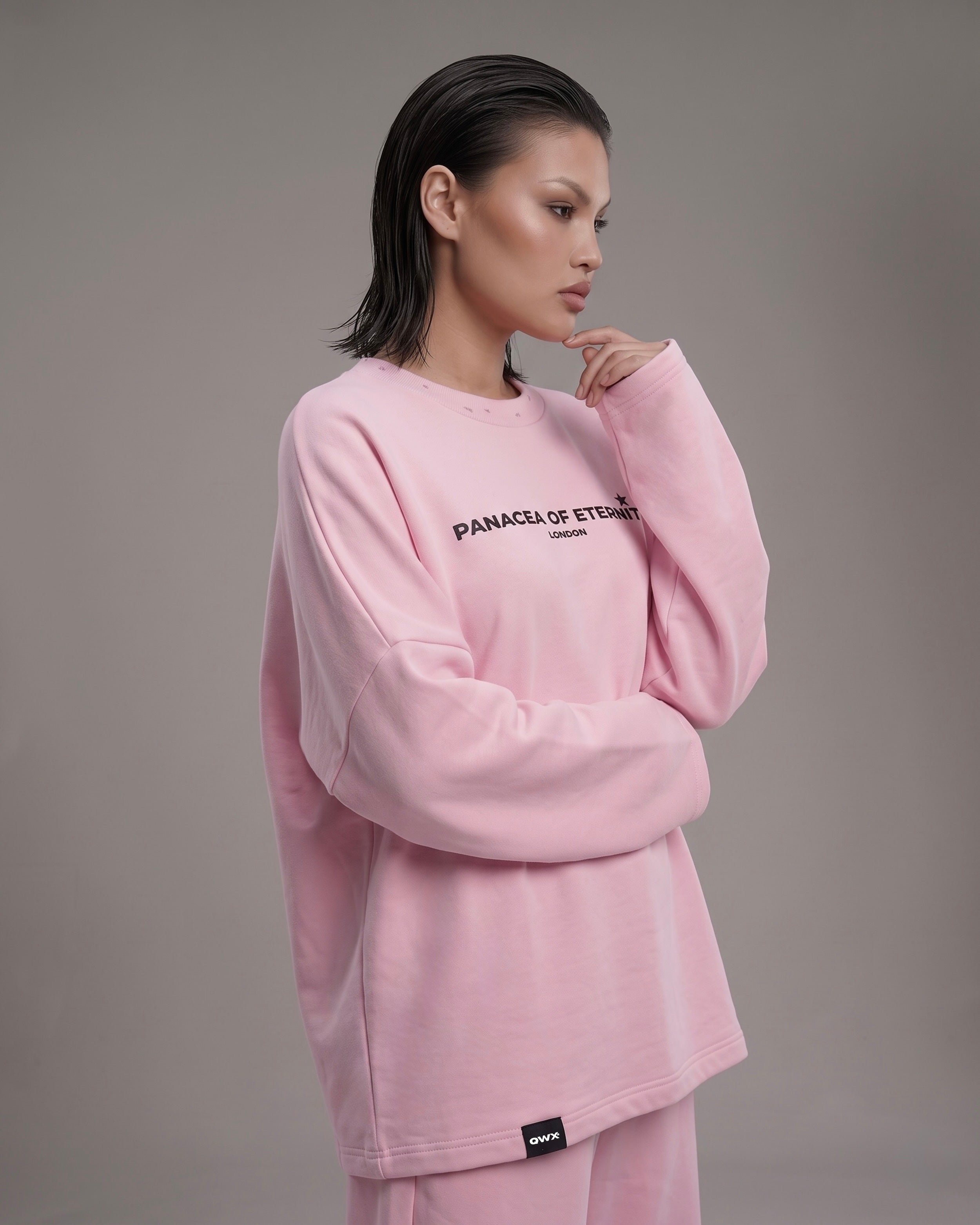 2-Piece Women Set: Urban Sweater and Wide-Leg Sweatpants – Pink