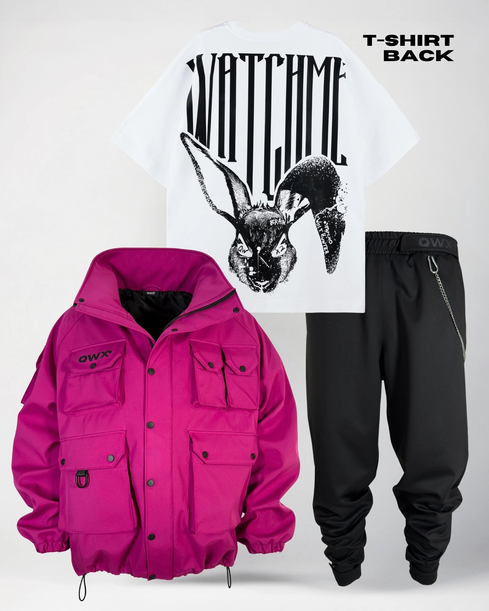 Co-Ord Set: Softshell Jacket Dominion + T-shirt Watch Me White + Trousers Genesis Line
