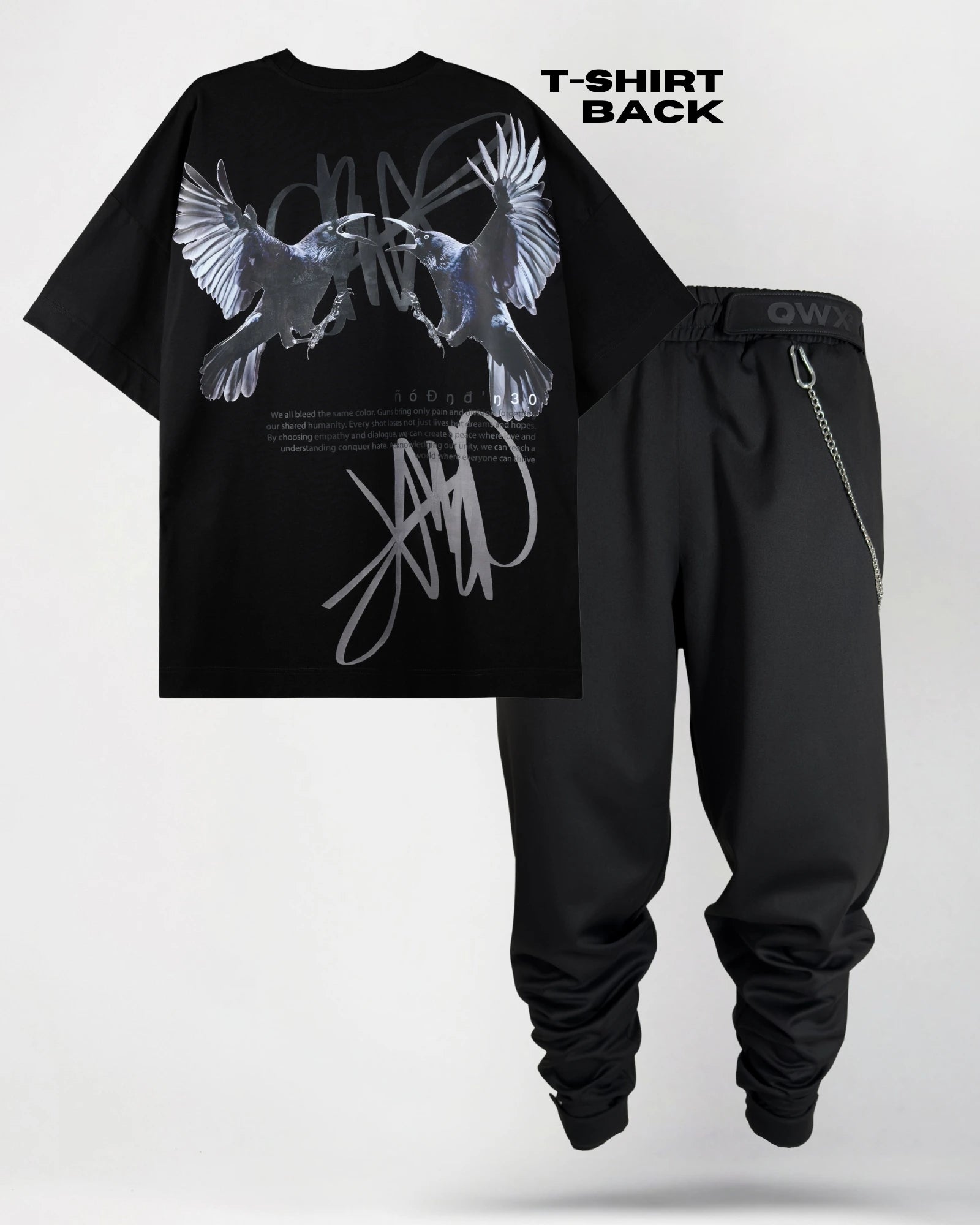 Co-Ord Set: T-shirt Black Crow + Trousers Genesis Line