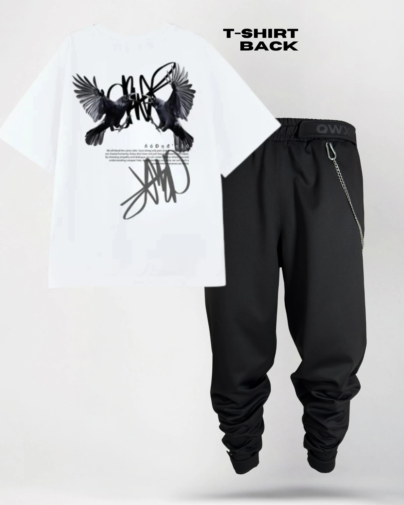 Co-Ord Set: T-shirt White Crow + Trousers Genesis Line