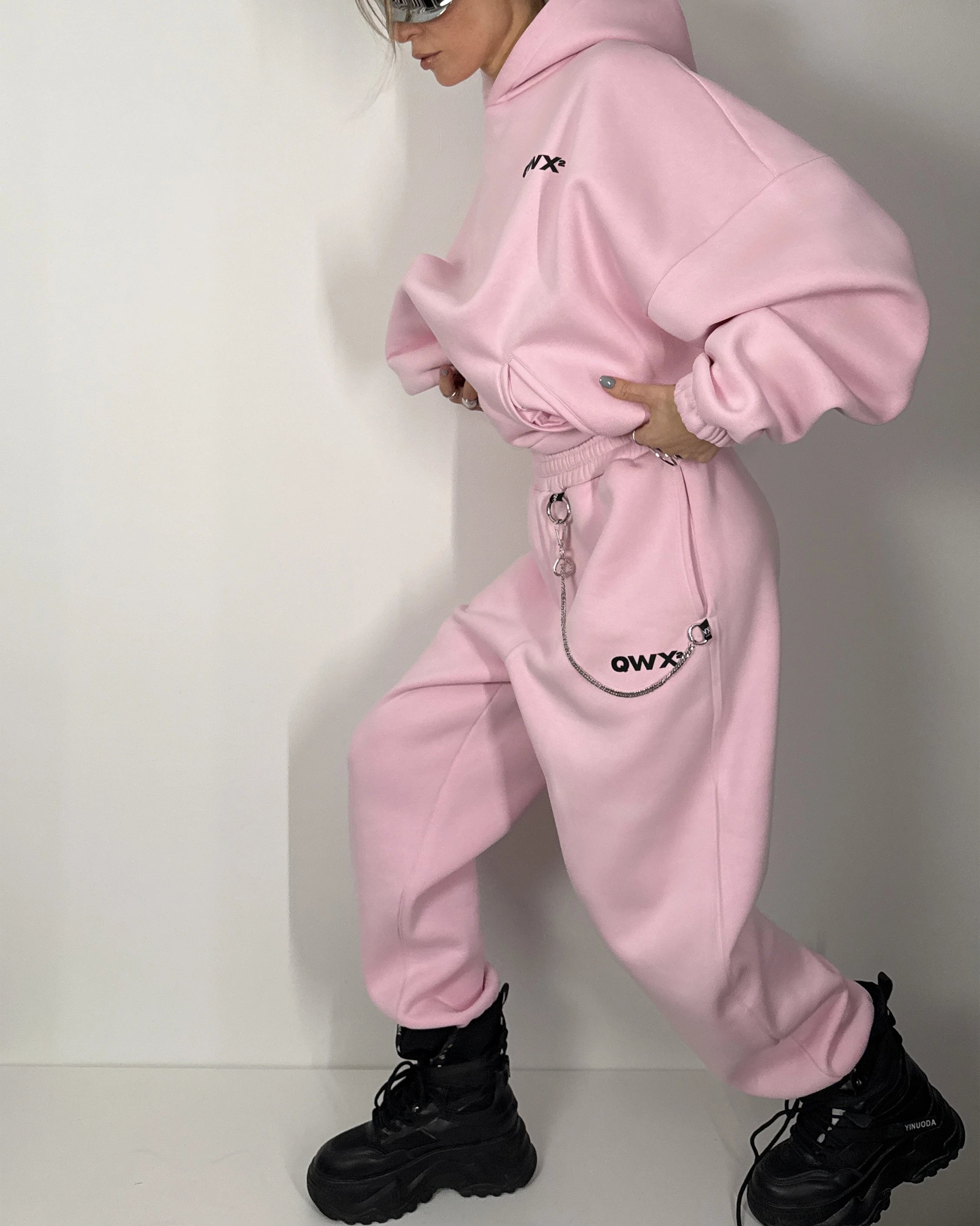 Set da 2 pezzi: felpa con cappuccio Core Eternity Pink + pantaloni della tuta Core Eternity Pink