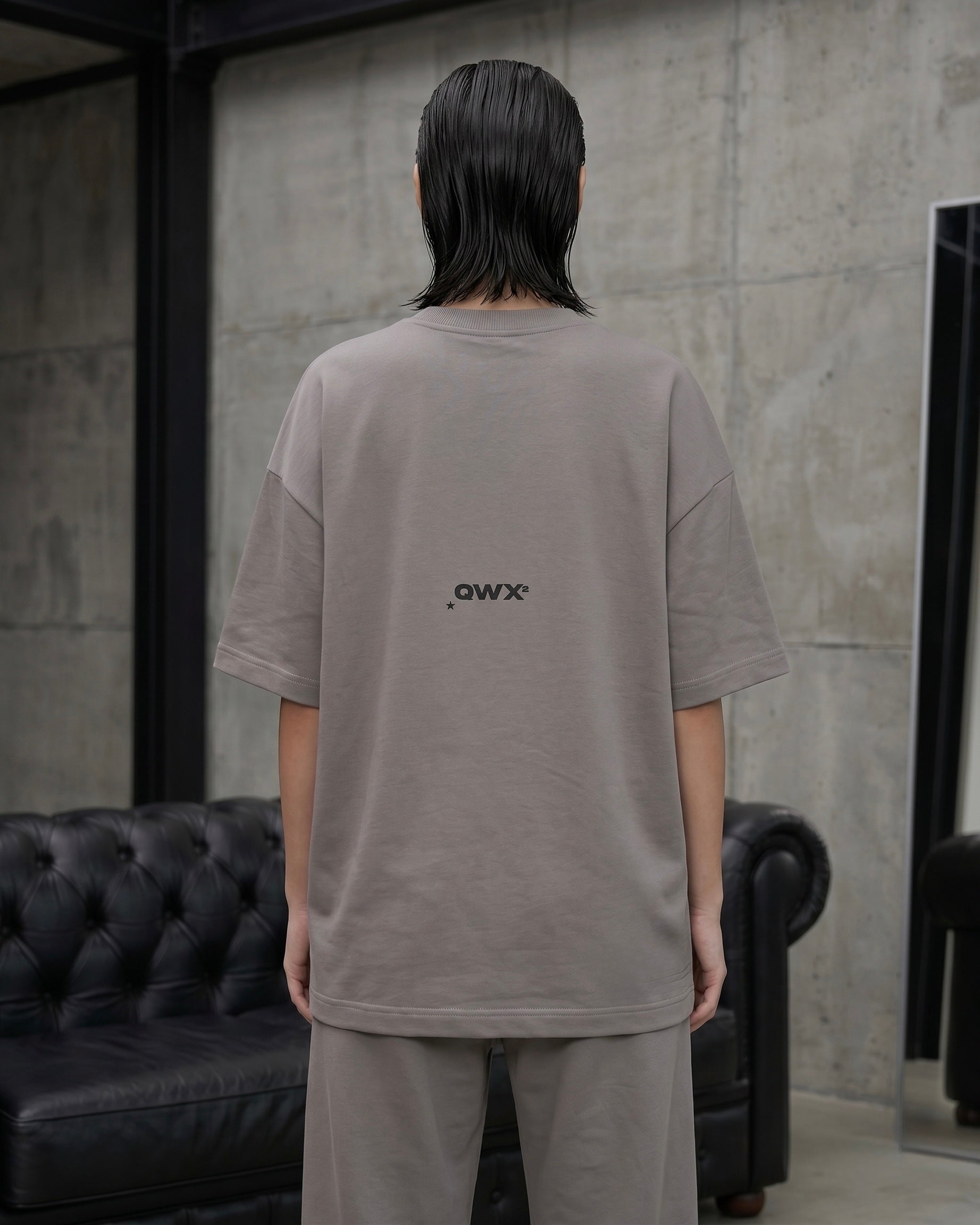 2-Piece Women Set: Urban T-shirt and Wide-Leg Sweatpants – Grey